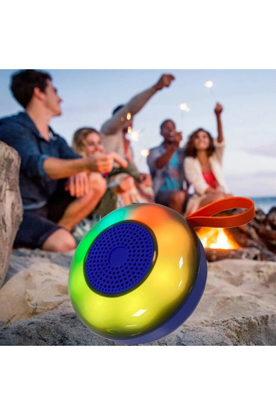 ABYZ Boxă portabilă wireless de 5W, 1200mAh, Bluetooth, LED RGB, Disco, rezistentă la stropire, model compact cu MicroSD