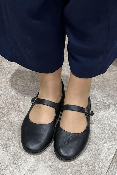 Majensia Genuine Leather Ballerinas with Ankle Belt