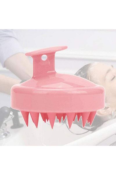 SIKS Hair Massage Brush, Shampooing and Scalp Cleaning, Hair Growth Stimulation, Silicone, Pink