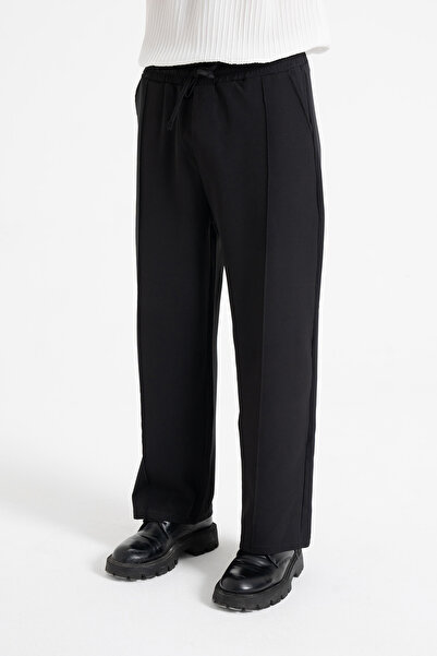 ATE WEAR Çizgi Detay Beli Lastikli Baggy Kumaş Pantolon