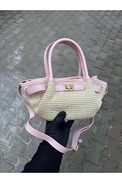 Mia Collection حقيبة يد وكتف نسائية من القش الحقيقي موديل ليما