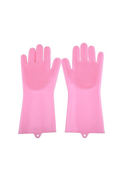 OEM Set of multifunctional silicone gloves, with bristles, resistant to high temperatures, pink