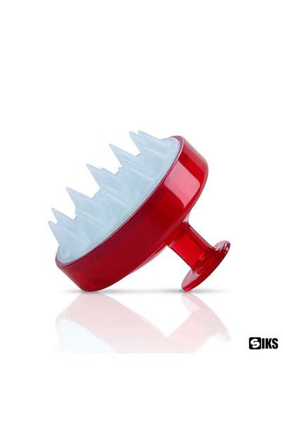 SIKS Hair Massage Brush, Shampooing and Scalp Cleaning, Hair Growth Stimulation, Silicone, Red/White