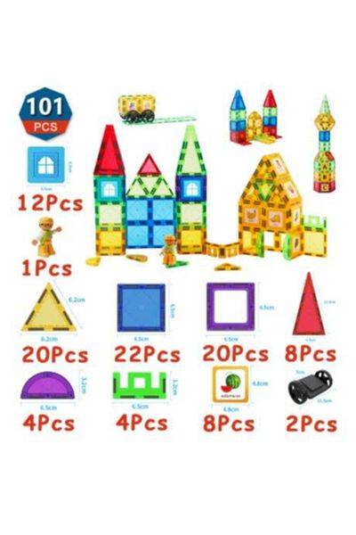OEM 2D3D construction set made of magnetic boards, 101 pieces, educational game, gift for girls and boys