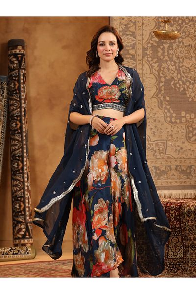 HashtagBe Elegant multi-colored Navy Blue Coord Set