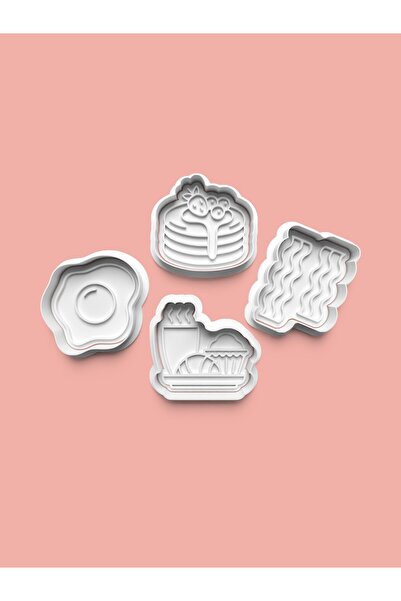 AKTASTORE قالب كوكيز الإفطار وقالب عجينة السكر مجموعة من 4 قطع 0648-set