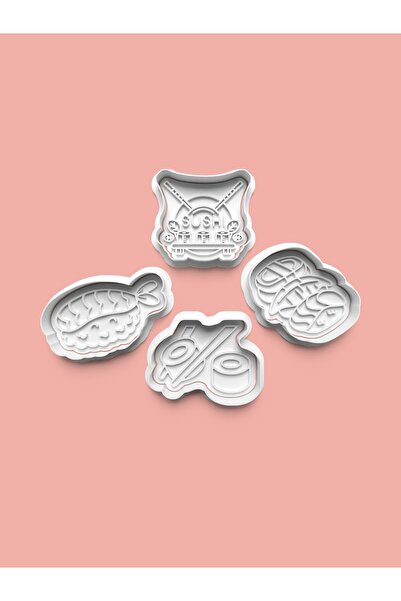 AKTASTORE قالب كوكيز السوشي وقالب عجينة السكر مجموعة من 4 قطع 0646-set