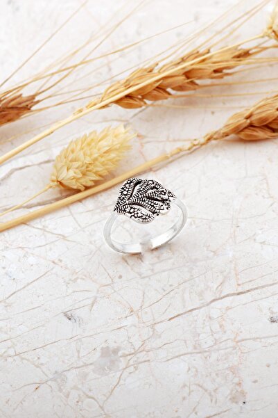 Sümer Telkari Taşsız Yaprak Ayarlanabilir Gümüş Yüzük 5983