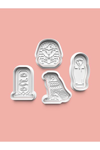 AKTASTORE مجموعة قوالب البسكويت وقوالب عجينة السكر بموضوع علم الآثار المصري مكونة من 4 قطع
