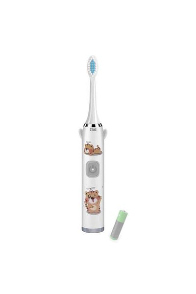 SIKS Electric Toothbrush for Children, 1 Intensity Level, Soft Bristles, Battery Operated, White