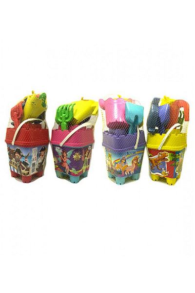 GÜVEN Toy Sea with Accessories - Beach Full Piece Giant Square Bucket Play Set 1 Piece Small Size