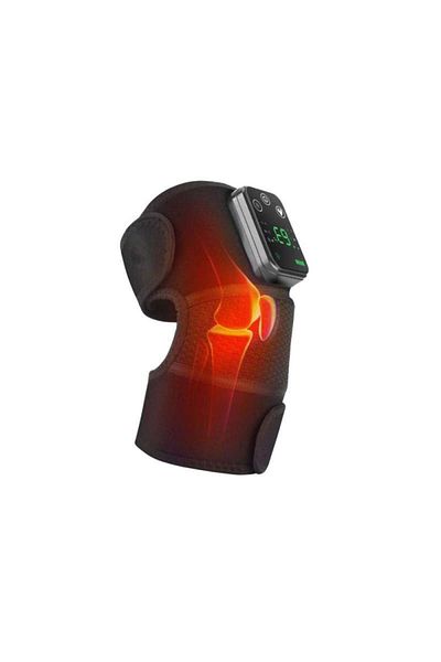 SIKS Orteză pentru genunchi cu masaj și încălzire, 3 tipuri de masaj, încărcare USB, neagră