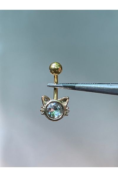 Rupen Kraft 316 L Surgical Steel Crystal Stone Cat Model Belly Button Piercing