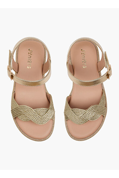 Juniors Girls Textured Open Toe Sandals with Hook and Loop Closure