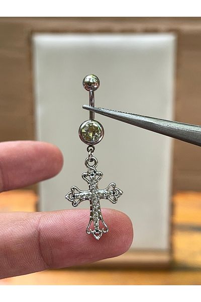 Rupen Kraft 316 l surgical steel cross model zircon stone belly piercing