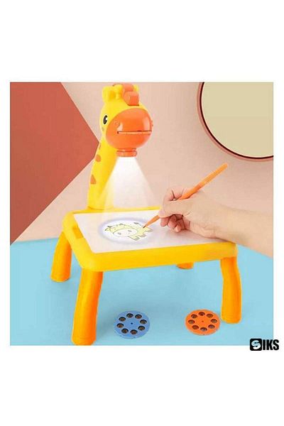 SIKS Electric Drawing Table with Projector, Musical, Giraffe Model, Markers Included, Yellow