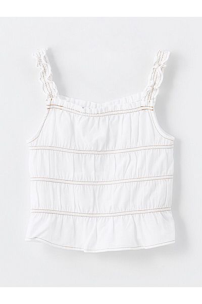 LC Waikiki Square Collar Girl's Crop Blouse