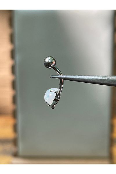 Rupen Kraft 316 L Surgical Steel Opal Stone Silver Color Navel Piercing