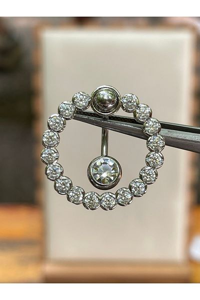 Rupen Kraft 316 L Surgical Steel Diamond Cut Zircon Stone Belly Piercing