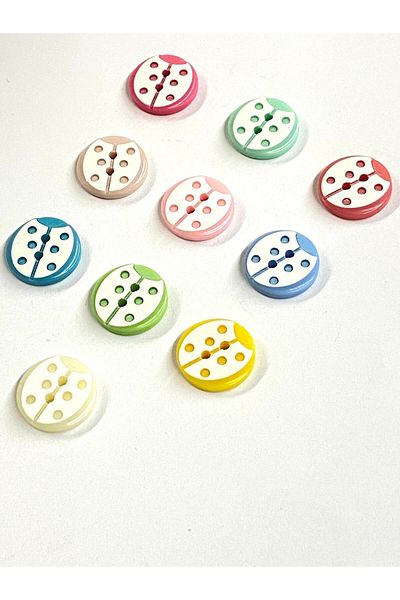 karantuhafiye Baby Button / Ladybug Model 4 / 10 Pieces / Blue