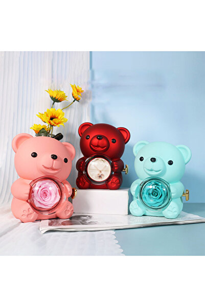 Wolawood Sevimli Teddy Bear Ayıcık Yüzük Kolye Takı Kutusu Özel Dönen Mekaniz...