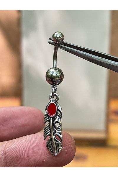 Rupen Kraft 316 L Surgical Steel Red Stone Ethnic Model Belly Piercing