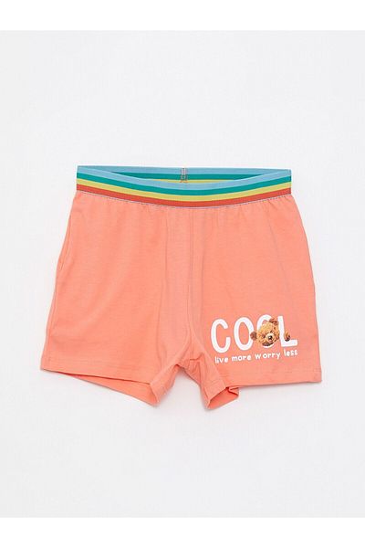 LC Waikiki Elastic Waist Bear Teddy Printed Girls Shorts