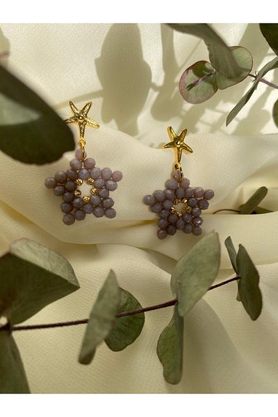 sabiha aksesuar Crystal Bead Chic Star Earrings