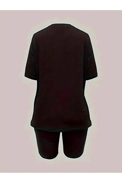 WOODROFFE Women's New York Printed T-Shirt, Scuba Diver Short Leggings Set (Leggings T-Shirt Set)