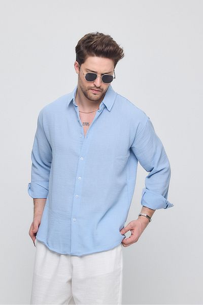 geio Men's Oversize Cut Linen Shirt