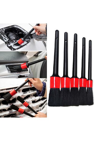 OEM Set of 5 Leexo interior cleaning brushes, car exterior, body elements, dashboard, rims, detailing