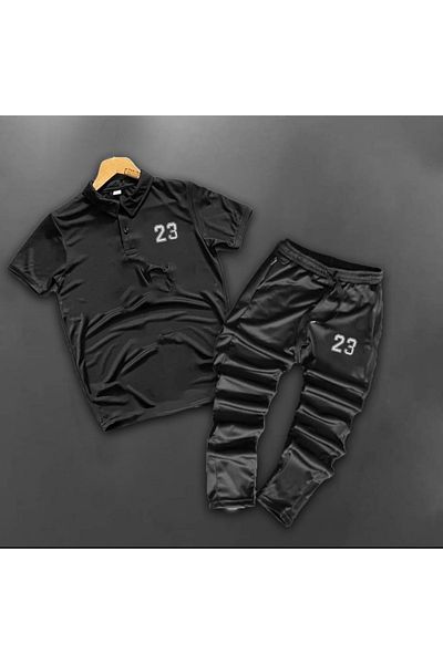 NOFLEN Scuba Men's Printed Polo Neck Shorts Tracksuit Set