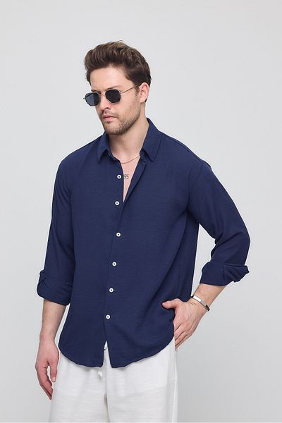 geio Men's Oversize Cut Linen Shirt