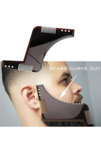 OEM PRO Χτένα για το περίγραμμα της γενειάδας και του μουστάκι / Πρότυπο για το στυλ της γενειάδας και του μουστάκι στο κομμωτήριο Μαύρο