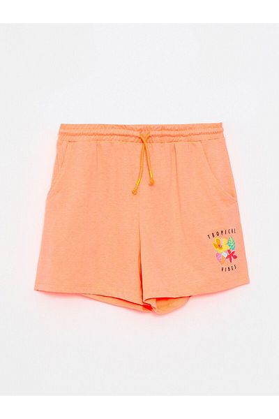 LC Waikiki Elastic Waist Printed Girl's Shorts