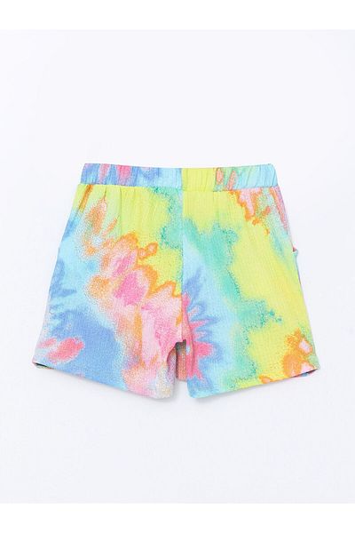 LC Waikiki Batik Patterned Girl's Shorts with Elastic Waist