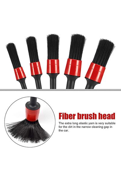 OEM Set of 5 car detailing brushes, for cleaning car interiors, bodywork elements, dashboard, rims,