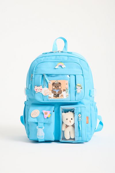 Roxbros Kawaii Korean Style Accessory Primary School Backpack Girl and Thermal Insulated Thermos Lunch Bag Set