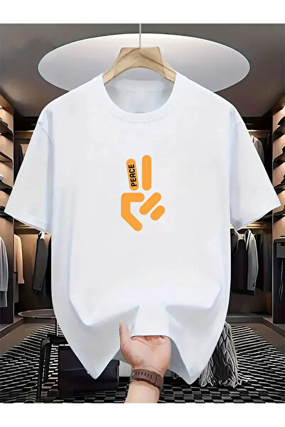 AEMİ Μπλουζάκι Unisex Peace Printed Oversize Crew Neck