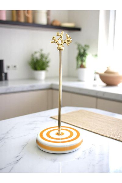 ferayhome Paper Towel Holder Roll Napkin Holder Kitchen Accessory Ceramic Soft Yellow Zebra Gold Coral
