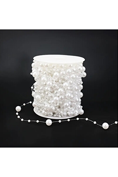 Massaltay Λευκή κορδέλα μαργαριτάρι χάντρες κορδέλα λουλούδι στολίδι διακοσμητική χάντρα 1 μέτρο