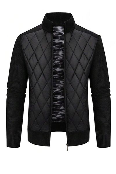 The Casius. Cardigan pentru barbati tip jacheta captusita cu fleece, marimea 54/XXL, culoarea negru