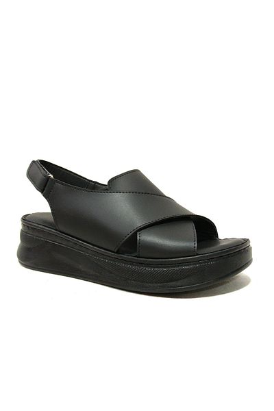 PUNTO Black Velcro Anatomical Comfort Sandals