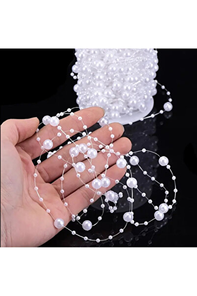 Massaltay Λευκή κορδέλα μαργαριτάρι χάντρες κορδέλα λουλούδι στολίδι διακοσμητική χάντρα 1 μέτρο