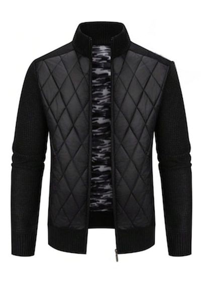 The Casius. Cardigan pentru barbati tip jacheta captusita cu fleece, marimea 54/XXL, culoarea negru