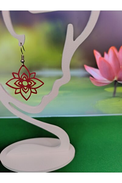 Lotus Flower Earrings, Red, Summer Themed
