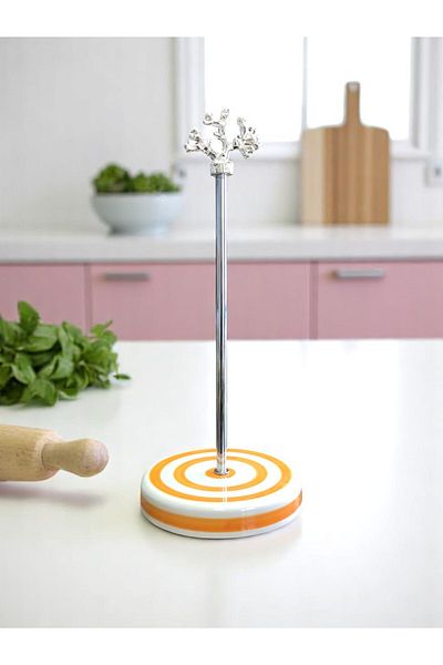 ferayhome Paper Towel Holder Roll Napkin Holder Kitchen Accessory Ceramic Soft Yellow Zebra Silver Coral