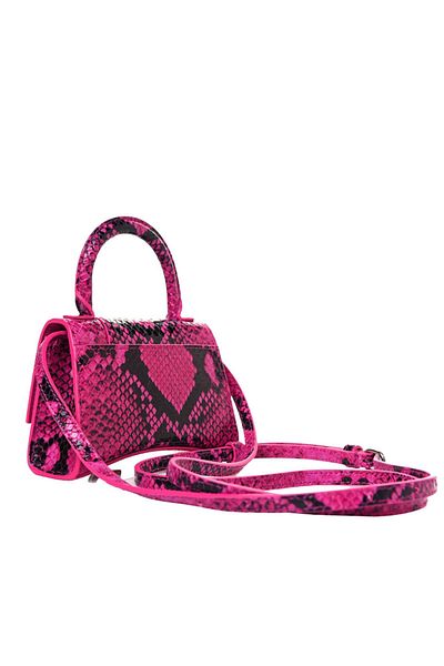 Balenciaga HOURGLASS MINI TOP HANDLE BAG FUCHSIA SNAKE - BALENCIAGA - ONE SIZE, FUCHSIA