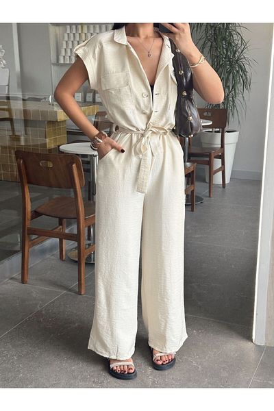 mydukkan.co Polo Neck Pocket Detail Jumpsuit
