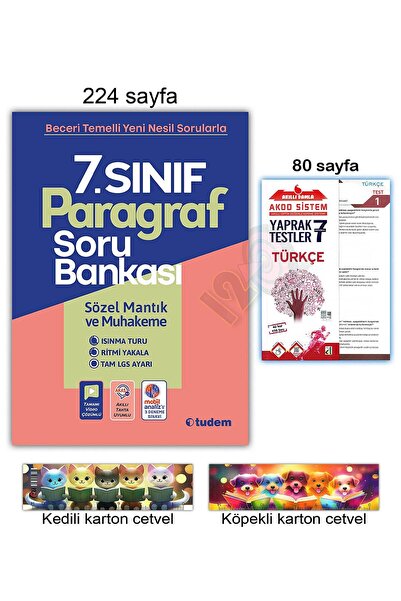 Tudem Yayınları 7. Sınıf Paragraf Soru Bankası - Türkçe Yaprak Test